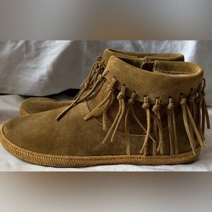 UGG Shenandoah Fringe Suede Ankle Boot Tan Taupe Size 7.5